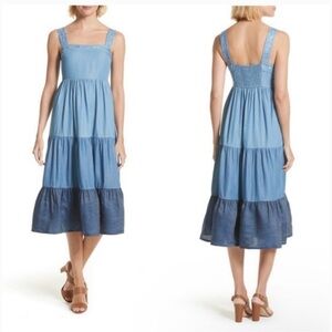 Kate Spade Blue Tiered Midi Dress